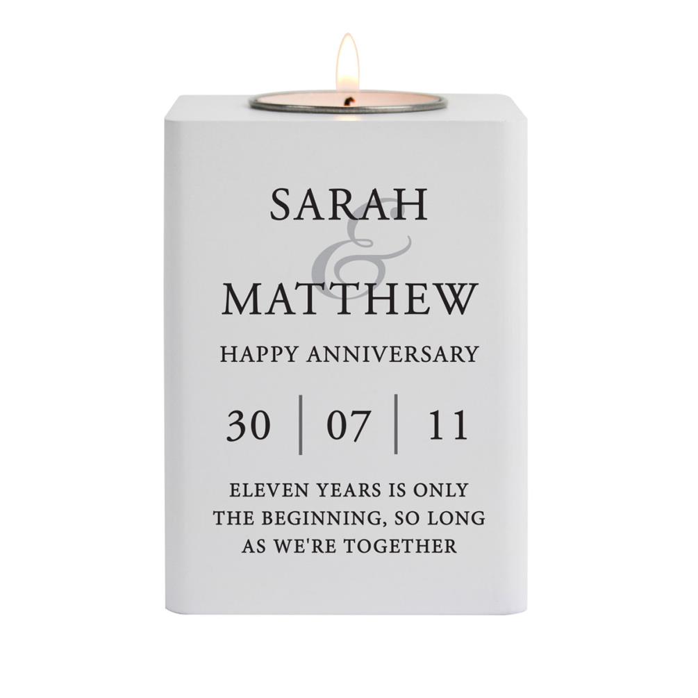 Personalised Couples White Wooden Tea Light Holder £13.49